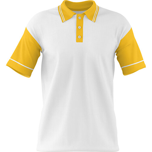 Poloshirt Individuell Gestaltbar , weiß / sonnengelb, 200gsm Poly / Cotton Pique, XS, 60,00cm x 40,00cm (Höhe x Breite), Bild 1