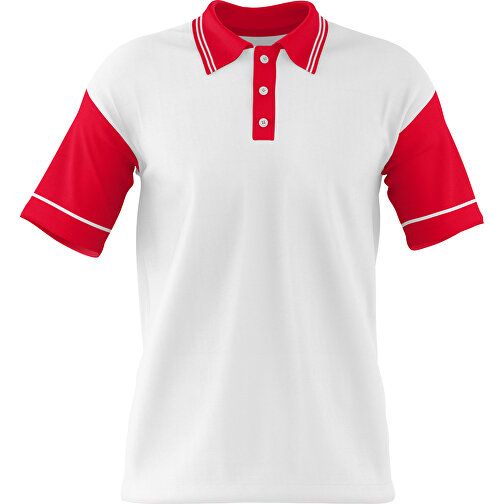 Poloshirt Individuell Gestaltbar , weiß / ampelrot, 200gsm Poly / Cotton Pique, XL, 76,00cm x 59,00cm (Höhe x Breite), Bild 1