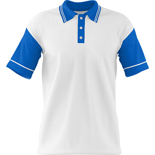 Poloshirt Individuell Gestaltbar , weiss / kobaltblau, 200gsm Poly / Cotton Pique, S, 65,00cm x 45,00cm (Höhe x Breite), Bild 1