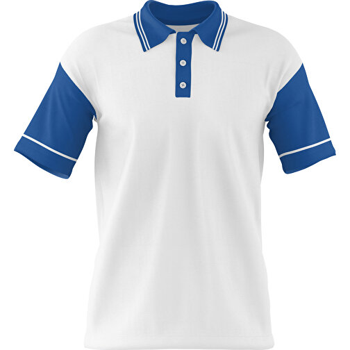 Poloshirt Individuell Gestaltbar , weiss / dunkelblau, 200gsm Poly / Cotton Pique, M, 70,00cm x 49,00cm (Höhe x Breite), Bild 1