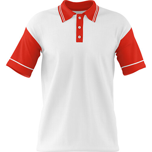 Poloshirt Individuell Gestaltbar , weiss / rot, 200gsm Poly / Cotton Pique, M, 70,00cm x 49,00cm (Höhe x Breite), Bild 1