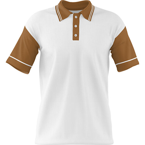 Poloshirt Individuell Gestaltbar , weiß / erdbraun, 200gsm Poly / Cotton Pique, M, 70,00cm x 49,00cm (Höhe x Breite), Bild 1