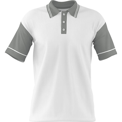 Poloshirt Individuell Gestaltbar , weiß / grau, 200gsm Poly / Cotton Pique, M, 70,00cm x 49,00cm (Höhe x Breite), Bild 1