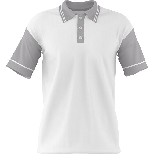 Poloshirt Individuell Gestaltbar , weiss / hellgrau, 200gsm Poly / Cotton Pique, L, 73,50cm x 54,00cm (Höhe x Breite), Bild 1