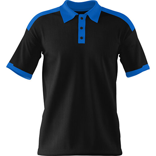 Poloshirt Individuell Gestaltbar , schwarz / kobaltblau, 200gsm Poly / Cotton Pique, XL, 76,00cm x 59,00cm (Höhe x Breite), Bild 1