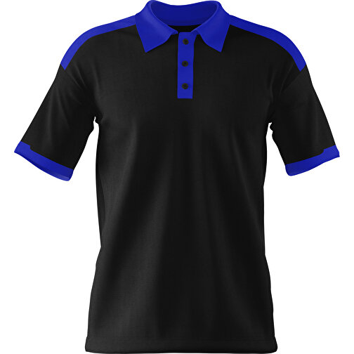 Poloshirt Individuell Gestaltbar , schwarz / blau, 200gsm Poly / Cotton Pique, XL, 76,00cm x 59,00cm (Höhe x Breite), Bild 1