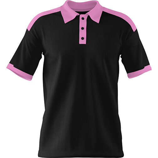 Poloshirt Individuell Gestaltbar , schwarz / rosa, 200gsm Poly / Cotton Pique, XL, 76,00cm x 59,00cm (Höhe x Breite), Bild 1