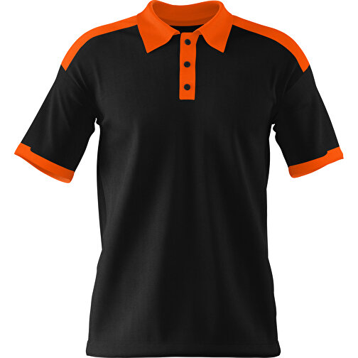 Poloshirt Individuell Gestaltbar , schwarz / orange, 200gsm Poly / Cotton Pique, XL, 76,00cm x 59,00cm (Höhe x Breite), Bild 1