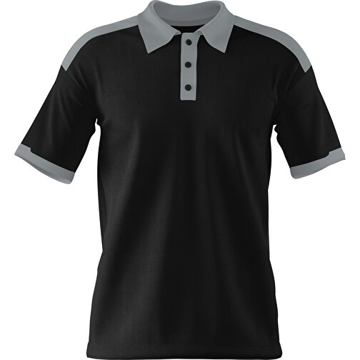 Poloshirt Individuell Gestaltbar , schwarz / silber, 200gsm Poly / Cotton Pique, S, 65,00cm x 45,00cm (Höhe x Breite), Bild 1