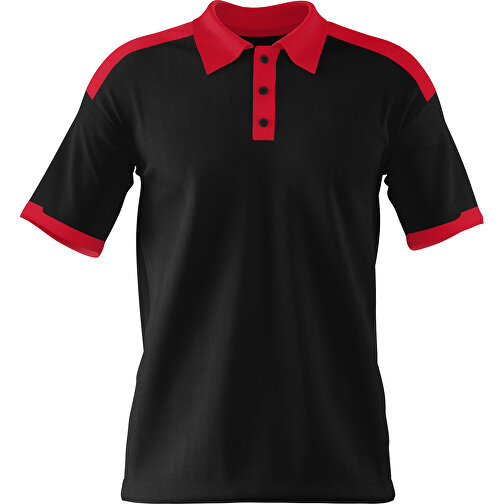 Poloshirt Individuell Gestaltbar , schwarz / dunkelrot, 200gsm Poly / Cotton Pique, S, 65,00cm x 45,00cm (Höhe x Breite), Bild 1