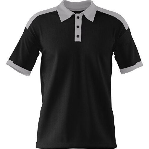 Poloshirt Individuell Gestaltbar , schwarz / hellgrau, 200gsm Poly / Cotton Pique, L, 73,50cm x 54,00cm (Höhe x Breite), Bild 1