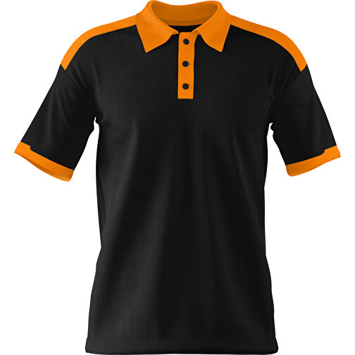 Poloshirt Individuell Gestaltbar , schwarz / gelborange, 200gsm Poly / Cotton Pique, L, 73,50cm x 54,00cm (Höhe x Breite), Bild 1
