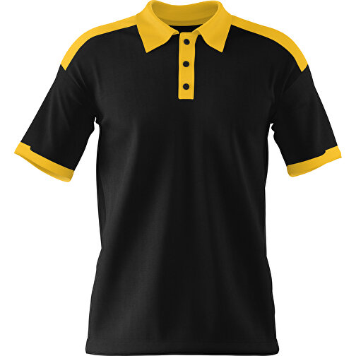 Poloshirt Individuell Gestaltbar , schwarz / sonnengelb, 200gsm Poly / Cotton Pique, L, 73,50cm x 54,00cm (Höhe x Breite), Bild 1