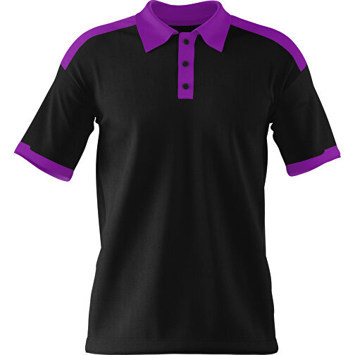 Poloshirt Individuell Gestaltbar , schwarz / dunkelmagenta, 200gsm Poly / Cotton Pique, 3XL, 81,00cm x 66,00cm (Höhe x Breite), Bild 1