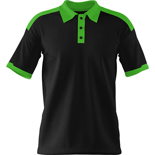 Poloshirt Individuell Gestaltbar , schwarz / grasgrün, 200gsm Poly / Cotton Pique, 2XL, 79,00cm x 63,00cm (Höhe x Breite), Bild 1