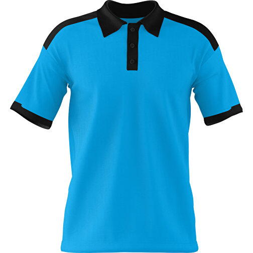 Poloshirt Individuell Gestaltbar , himmelblau / schwarz, 200gsm Poly / Cotton Pique, XS, 60,00cm x 40,00cm (Höhe x Breite), Bild 1