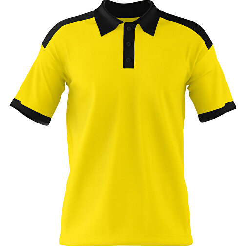 Poloshirt Individuell Gestaltbar , gelb / schwarz, 200gsm Poly / Cotton Pique, XL, 76,00cm x 59,00cm (Höhe x Breite), Bild 1