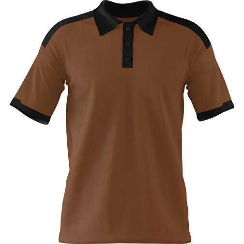 Poloshirt Individuell Gestaltbar , dunkelbraun / schwarz, 200gsm Poly / Cotton Pique, S, 65,00cm x 45,00cm (Höhe x Breite), Bild 1