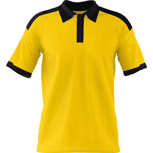 Poloshirt Individuell Gestaltbar , goldgelb / schwarz, 200gsm Poly / Cotton Pique, S, 65,00cm x 45,00cm (Höhe x Breite), Bild 1