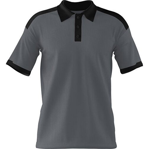 Poloshirt Individuell Gestaltbar , dunkelgrau / schwarz, 200gsm Poly / Cotton Pique, M, 70,00cm x 49,00cm (Höhe x Breite), Bild 1