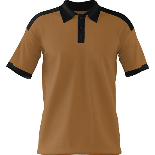 Poloshirt Individuell Gestaltbar , erdbraun / schwarz, 200gsm Poly / Cotton Pique, M, 70,00cm x 49,00cm (Höhe x Breite), Bild 1