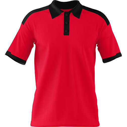 Poloshirt Individuell Gestaltbar , ampelrot / schwarz, 200gsm Poly / Cotton Pique, M, 70,00cm x 49,00cm (Höhe x Breite), Bild 1