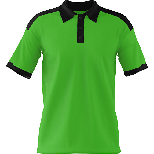 Poloshirt Individuell Gestaltbar , grasgrün / schwarz, 200gsm Poly / Cotton Pique, 3XL, 81,00cm x 66,00cm (Höhe x Breite), Bild 1