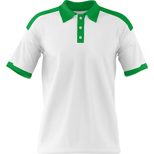 Poloshirt Individuell Gestaltbar , weiss / grün, 200gsm Poly / Cotton Pique, L, 73,50cm x 54,00cm (Höhe x Breite), Bild 1