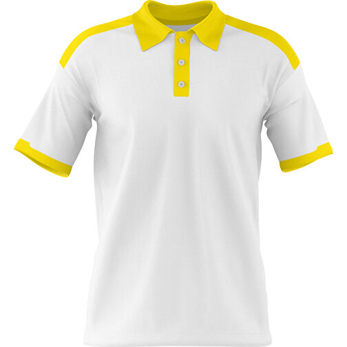 Poloshirt Individuell Gestaltbar , weiß / gelb, 200gsm Poly / Cotton Pique, L, 73,50cm x 54,00cm (Höhe x Breite), Bild 1