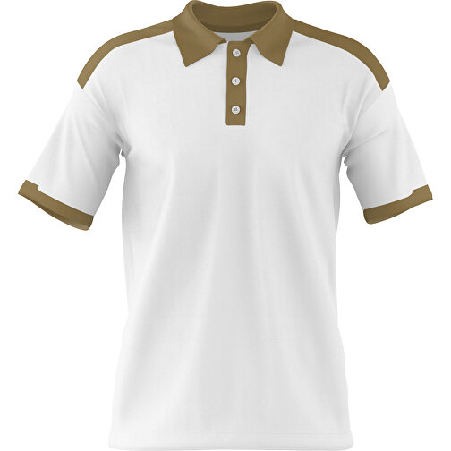 Poloshirt Individuell Gestaltbar , weiß / gold, 200gsm Poly / Cotton Pique, 3XL, 81,00cm x 66,00cm (Höhe x Breite), Bild 1