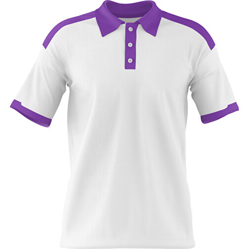 Poloshirt Individuell Gestaltbar , weiß / lavendellila, 200gsm Poly / Cotton Pique, 3XL, 81,00cm x 66,00cm (Höhe x Breite), Bild 1
