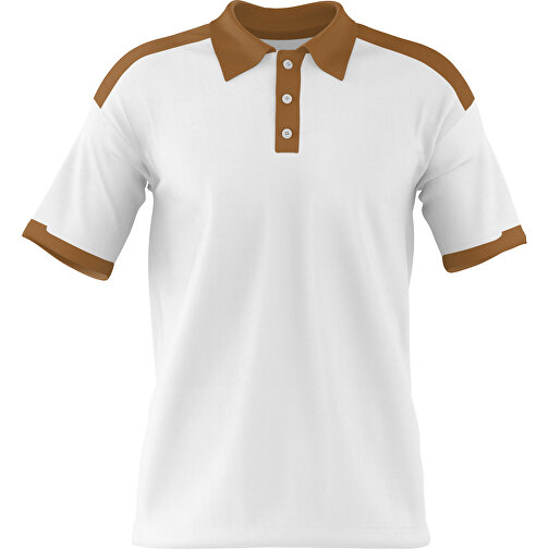 Poloshirt Individuell Gestaltbar , weiss / erdbraun, 200gsm Poly / Cotton Pique, 2XL, 79,00cm x 63,00cm (Höhe x Breite), Bild 1