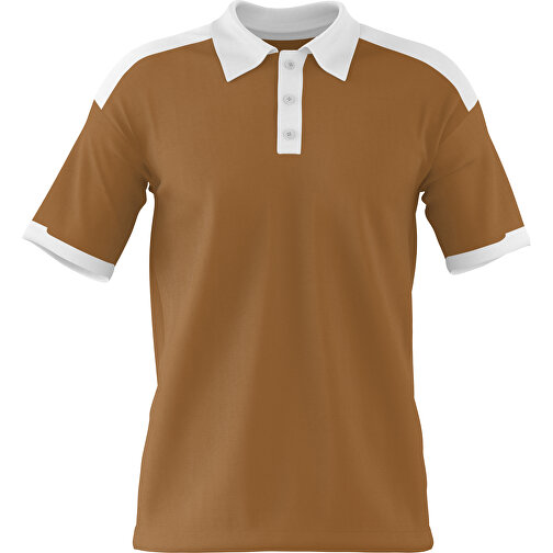 Poloshirt Individuell Gestaltbar , erdbraun / weiss, 200gsm Poly / Cotton Pique, XL, 76,00cm x 59,00cm (Höhe x Breite), Bild 1