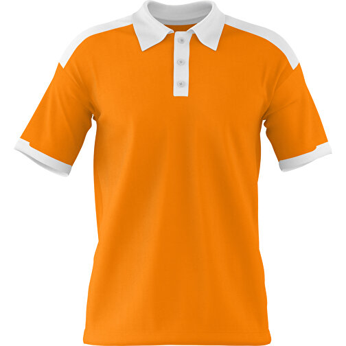 Poloshirt Individuell Gestaltbar , gelborange / weiss, 200gsm Poly / Cotton Pique, XL, 76,00cm x 59,00cm (Höhe x Breite), Bild 1