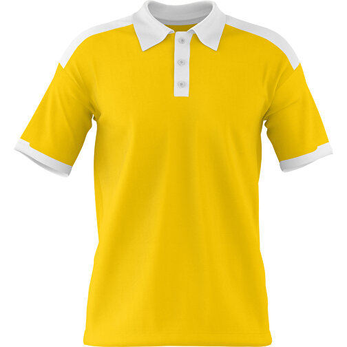 Poloshirt Individuell Gestaltbar , goldgelb / weiss, 200gsm Poly / Cotton Pique, XL, 76,00cm x 59,00cm (Höhe x Breite), Bild 1