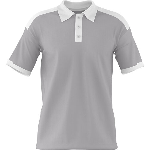 Poloshirt Individuell Gestaltbar , hellgrau / weiss, 200gsm Poly / Cotton Pique, M, 70,00cm x 49,00cm (Höhe x Breite), Bild 1
