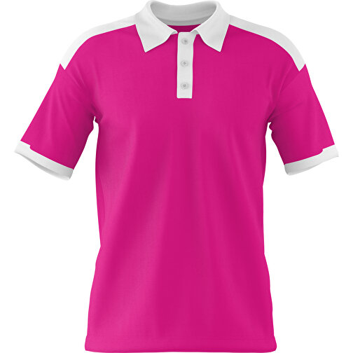 Poloshirt Individuell Gestaltbar , pink / weiß, 200gsm Poly / Cotton Pique, M, 70,00cm x 49,00cm (Höhe x Breite), Bild 1