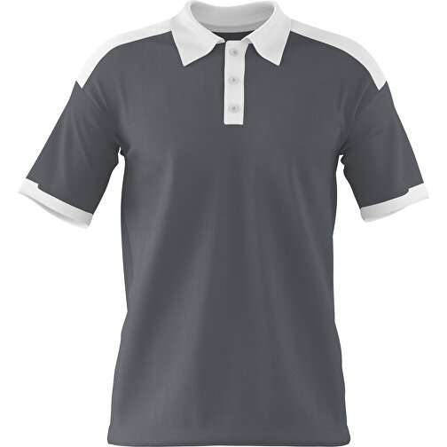 Poloshirt Individuell Gestaltbar , dunkelgrau / weiss, 200gsm Poly / Cotton Pique, L, 73,50cm x 54,00cm (Höhe x Breite), Bild 1