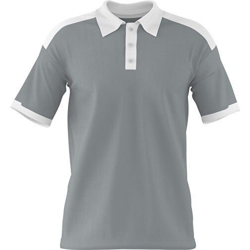 Poloshirt Individuell Gestaltbar , silber / weiß, 200gsm Poly / Cotton Pique, L, 73,50cm x 54,00cm (Höhe x Breite), Bild 1