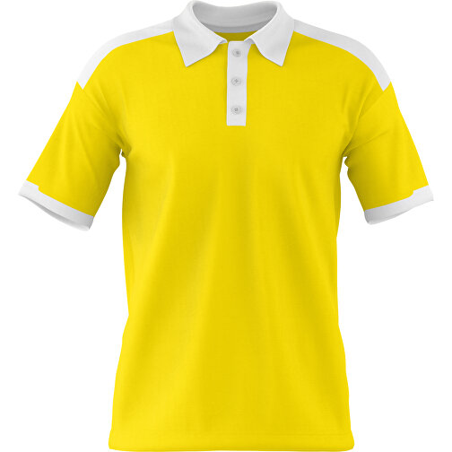 Poloshirt Individuell Gestaltbar , gelb / weiss, 200gsm Poly / Cotton Pique, L, 73,50cm x 54,00cm (Höhe x Breite), Bild 1