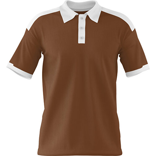 Poloshirt Individuell Gestaltbar , dunkelbraun / weiß, 200gsm Poly / Cotton Pique, 3XL, 81,00cm x 66,00cm (Höhe x Breite), Bild 1