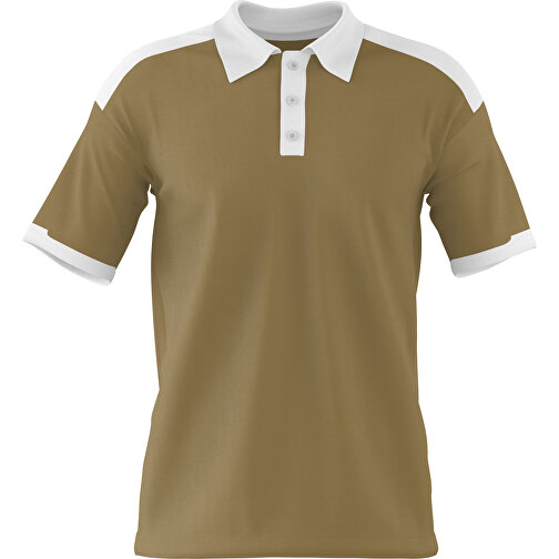 Poloshirt Individuell Gestaltbar , gold / weiss, 200gsm Poly / Cotton Pique, 2XL, 79,00cm x 63,00cm (Höhe x Breite), Bild 1