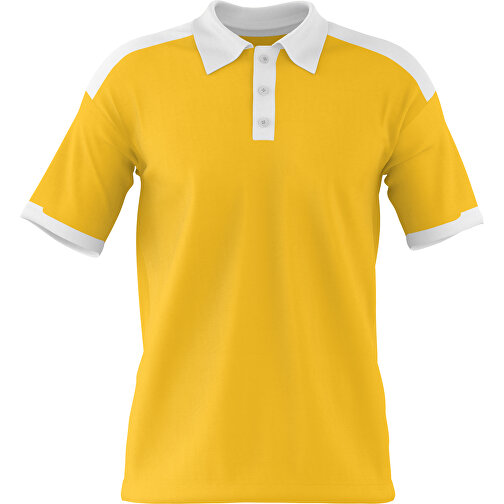 Poloshirt Individuell Gestaltbar , sonnengelb / weiss, 200gsm Poly / Cotton Pique, 2XL, 79,00cm x 63,00cm (Höhe x Breite), Bild 1