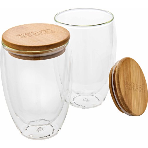 Dubbelväggigt borosilikatglas med bambulock, 350ml, 2-pack, Bild 5