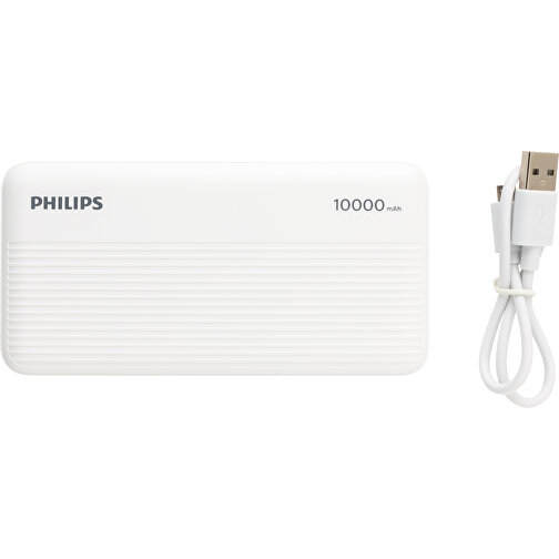 Philips 10.000 MAh Slim Powerbank, Weiß , weiß, ABS, 13,60cm x 1,60cm (Länge x Höhe), Bild 4