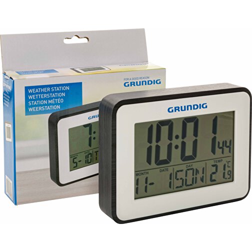 Grundig Thermometer, Wecker Und Kalender, Weiß , weiß, ABS, 18,00cm x 13,10cm (Länge x Höhe), Bild 4