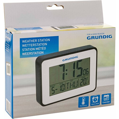 Grundig Thermometer, Wecker Und Kalender, Weiß , weiß, ABS, 18,00cm x 13,10cm (Länge x Höhe), Bild 5