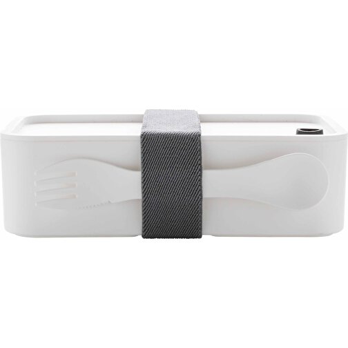 PP Lunchbox Mit Göffel, Weiß , weiß, PP, 19,00cm x 5,40cm (Länge x Höhe), Bild 4