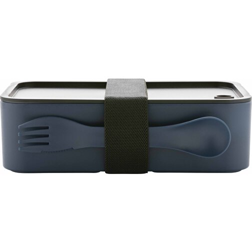 GRS RPP Lunchbox Mit Göffel, Navy Blau , navy blau, Polypropylen - recycelt, 19,00cm x 5,40cm (Länge x Höhe), Bild 4