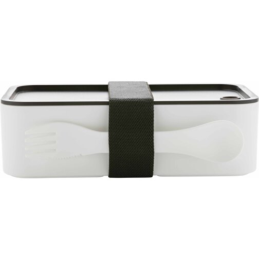 GRS RPP Lunchbox Mit Göffel, Weiß , weiß, Polypropylen - recycelt, 19,00cm x 5,40cm (Länge x Höhe), Bild 4